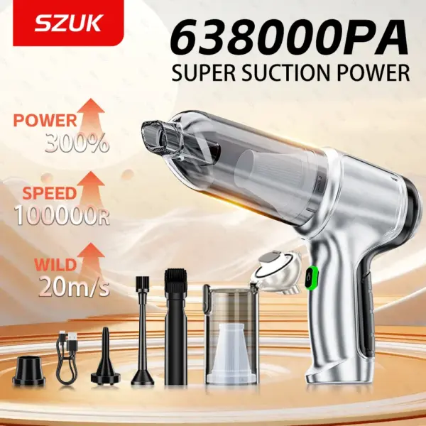 SZUK New Mini Car Vacuum Cleaner 638000Pa Wireless Vacuum Cleaner Powerful Suction Handheld Portable Vacuum Cleaner for Car Home