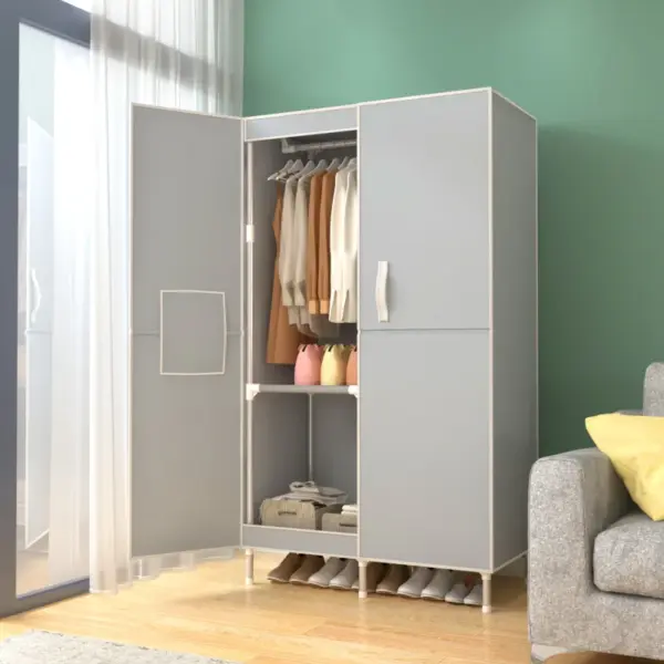 Magnetic door portable wardrobe, reinforced fabric cabinet, home bedroom assembly, rental room storage cabinet, wardrobe rack