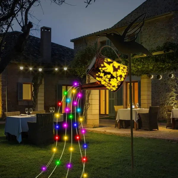 1PC Solar Watering Can Lights Outdoor Waterproof LED Hummingbird Hanging Solar Fairy Light for Yard Villa Path Garden Decoration