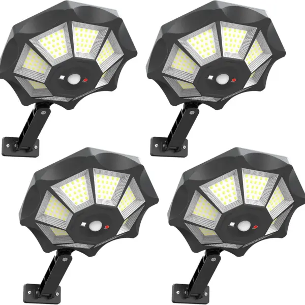 Solar Lights Outdoor Waterproof 360° Wide Angle Solar Flood Lights 168 LED Solar Street Light with Motion Sensor for Yard Garage