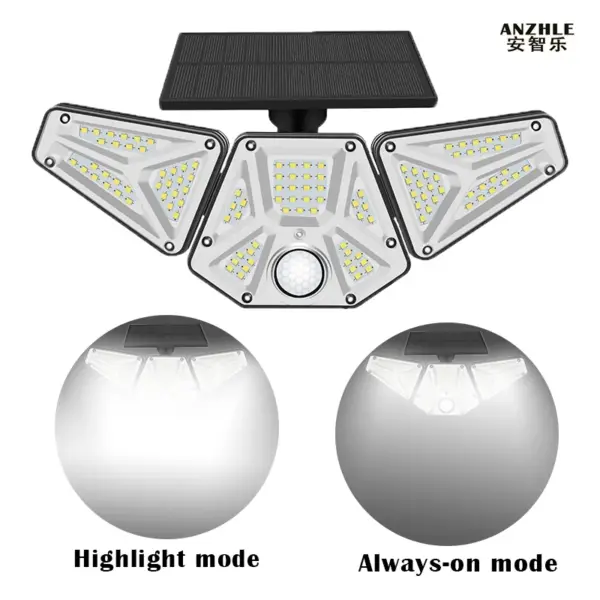 113 LED Remote Control Three Head Solar Motion Sensor Lamp is IP65 Waterproof and Suitable for Gardens and Outdoor Garages
