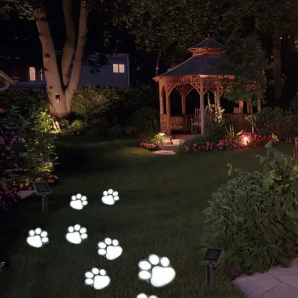 Solar outdoor dog paw light decoration garden lawn lights landscape waterproof embellishment one drag four LED lights
