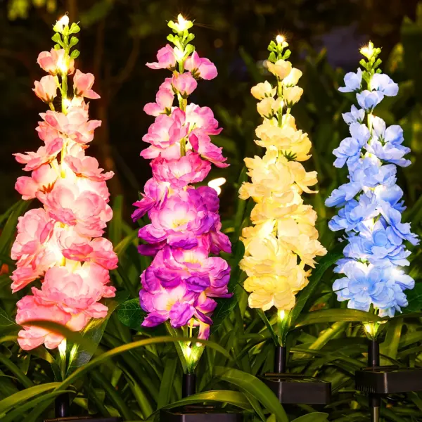 Solar Garden Lights, Upgrade Delphinium Waterproof Solar Flower Lights, For Party Garden Decoration Yard Patio Lawn Decor
