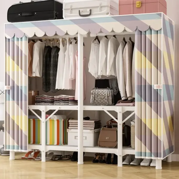 Folding wardrobe for home bedroom, simple fabric cabinet, sturdy and durable, wardrobe for rental room, storage cabinet
