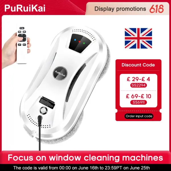 PuRuiKai Ultra thin Robot vacuum cleaner window cleaning robot window cleaner electric glass limpiacristales remote control for