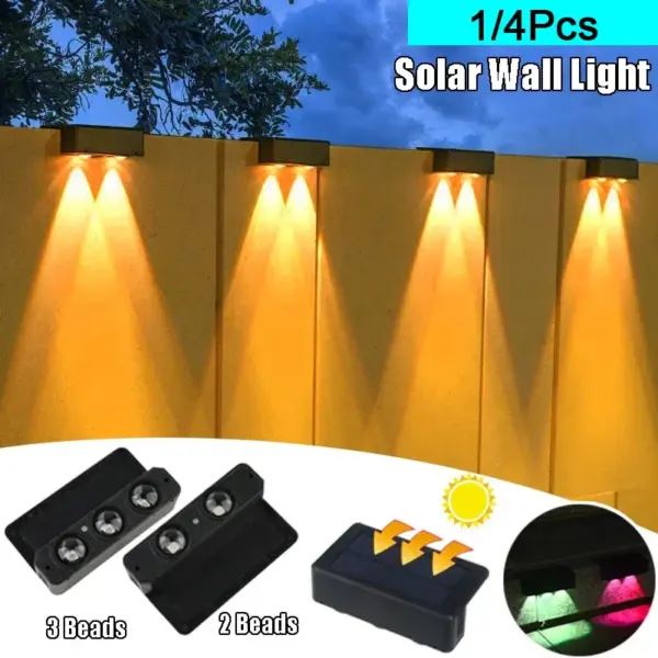1/4 PCS Solar Wall Light LED Outdoor Garden Lights Decorations Waterproof Lamp for Courtyard Fence Railing Wall Lighting