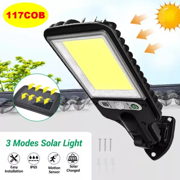 Outdoor Solar Street Light 117COB Human Body Sensing Courtyard Light Wall Light Waterproof Courtyard Garden Household Lighting