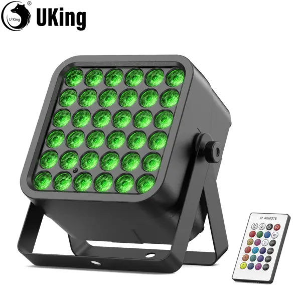 U'King 36X1.5W RGBWA+UV LED Square Par Lights Rechargeable Battery Stage Par Light DMX512 Uplights For Party Wedding Show Bar