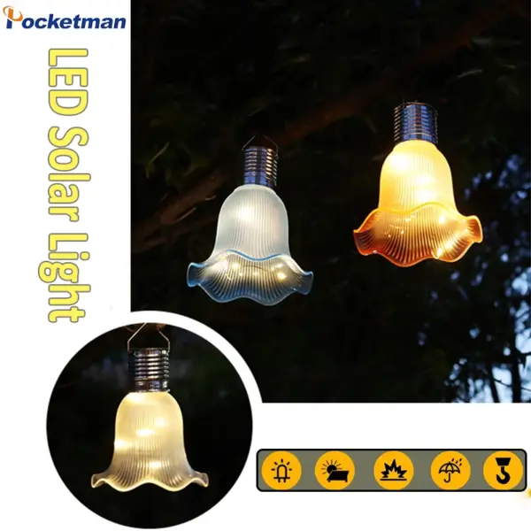 LED Solar Light Outdoor Haning Lights Waterproof Camping Lantern Garden Yard Decorative Hanging Lamp Solar Atmosphere Lights