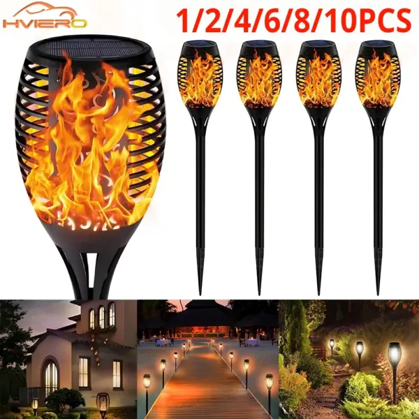 12LED Solar Flame Light Outdoor Waterproof 12LEDs Torches Landscape Lamp For Outdoor Courtyard Garden Yard Halloween Decorations