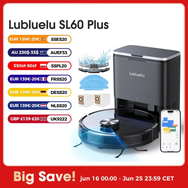 Lubluelu SL60 Plus Robot Vacuum Self Emptying, Hands-free Up To 60 Days, 4000pa Robot Vacuum And Mop Combo 3 In 1 Robotic Vacuum