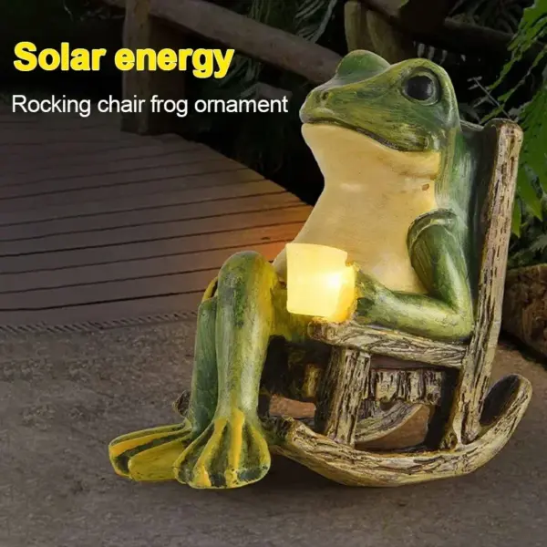 Solar Frog Light Outdoor Waterproof Resin Decorative Garden Lamp for Yard Courtyard Park Pathway Landscape Lighting Decor