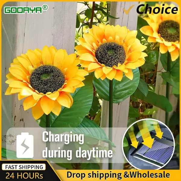 solar panel Outdoor Solar Sunflowers Smart Sense Garden Lights Yard Wedding Thanksgiving Decor Light Waterproof LED Lawn Light