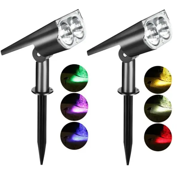 2/9LED Solar Spotlight Garden Solar Powered Lamp Adjustable In-Ground IP65 Waterproof Landscape Wall Light Outdoor Lighting