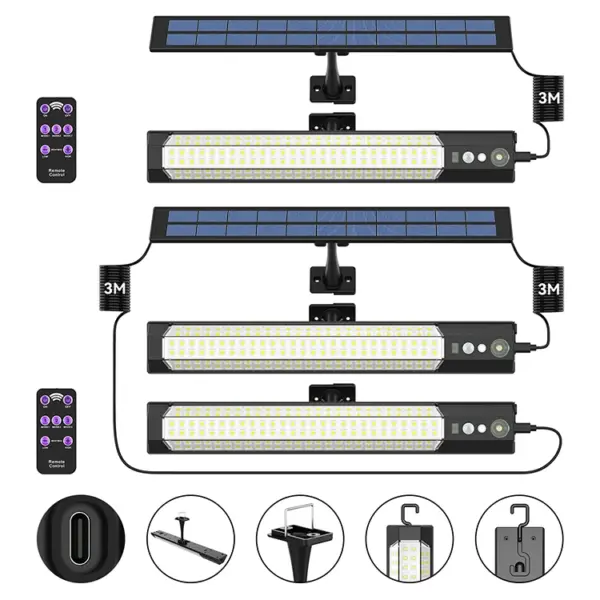 77/158/348LEDs Solar Light Outdoor with Remote Motion Sensor Street Light IP65 Waterproof 3 Modes Wall Lamp Garage Garden Decor