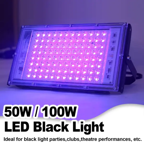 Led Uv Floodlight 50w 100w 395nm Prosite Stage Blacklight Ultraviolet Light Floodlights Curing Lamp 220v Mites Lights Germicidal