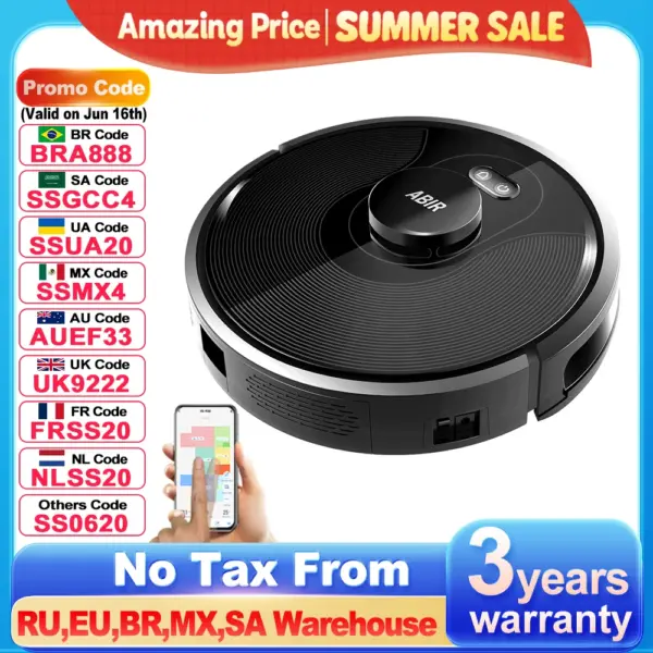 Robot Vacuum Cleaner ABIR X8,Laser Lidar,6500pa Suction,Multi-Floor Map,UV Lamp,TOF Wisdom,APP Restricted Area,Smart Home Mop