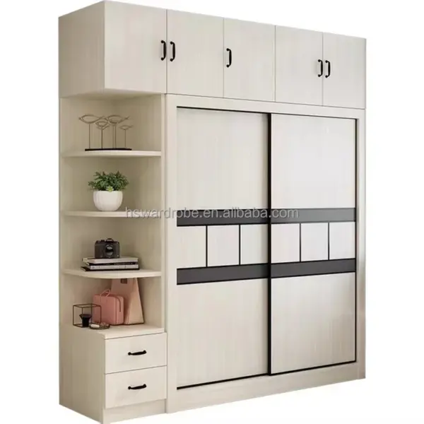 OEM Cheap Price Good Quality DIY Free Combination Hotel Apartment Bedroom Furniture MDF Wardrobe with Drawer and Cabinets