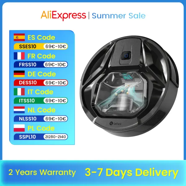 Lefant M320 Robot Vacuum Cleaner with Mop, 6000Pa Powerful Suction, Visible Dustbin, Carpet Detection, Alexa Voice Control