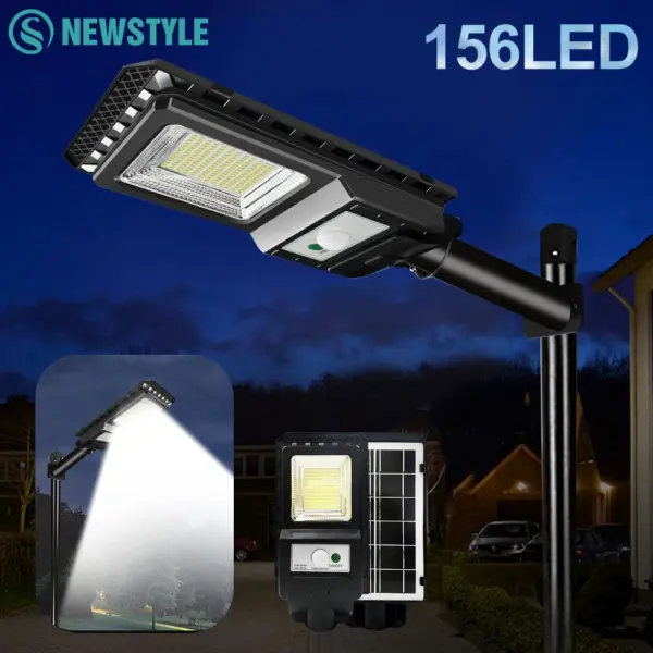 Solar LED Street Light Super Bright Outdoor 156LED Solar Powered Wall Lamp Waterproof Motion Sensor Garage Garden Fence Floodlig