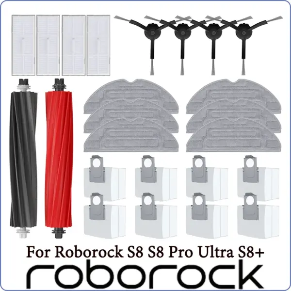 Roborock S8 S8 Pro Ultra S8+ Robot Vacuum Spare Parts Main Side Brushes Mop Cloths HEPA Filters Dust Bags Accessories