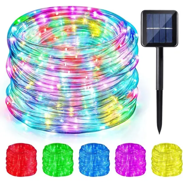 Outdoor 50/100 LED Solar Tube Light String LED Power Supply Fairy String Rope Light Waterproof Garden Courtyard