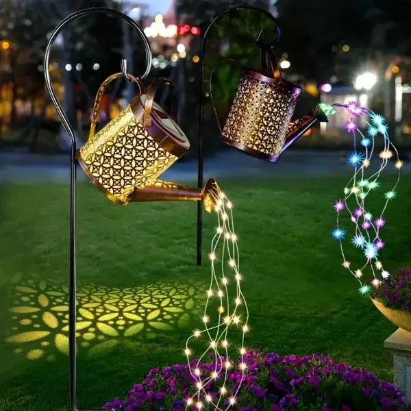 Solar Watering Can Light Outdoor Waterproof Shower Light LED Fairy Art for Walkway Garden Patio Lawn Decor Lighting