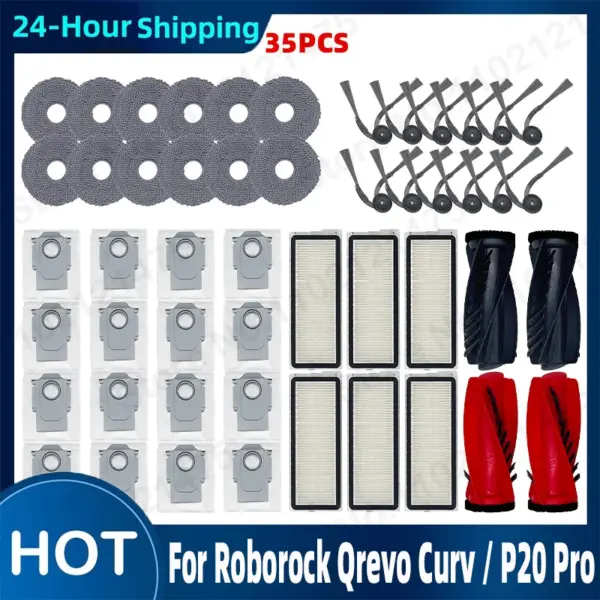 Main Side Brush Hepa Filter Mop Cloth Dust Bag Accessories For Roborock Qrevo Curv P20 Pro Robot Vacuum Cleaner Replacement Part