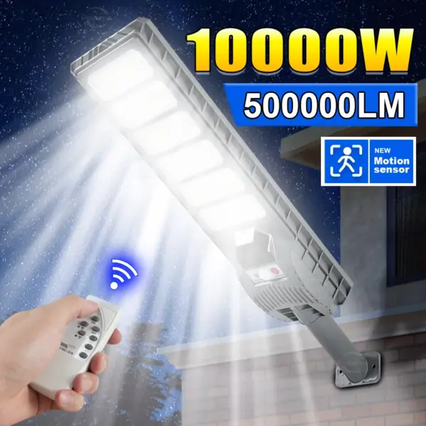 10000W Powerful Outdoor Solar Light 500000LM Outdoor Solar Spotlight with Motion Sensor Waterproof Wall Lights Garden Garage Pat