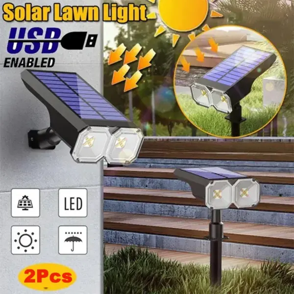 RGB Solar Spot Light 18 LED Outdoor Waterproof Color Changing Multicolor Pathway Patio Gate Fence USB/Solar Landscape Spotlight