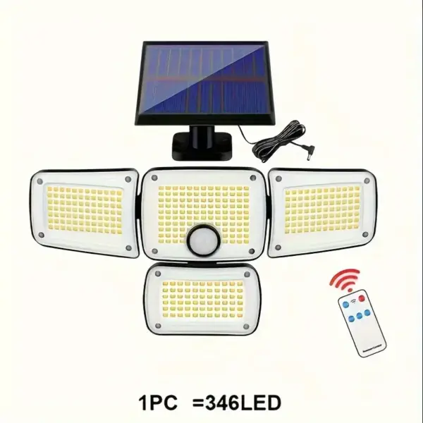 1PC 346 LEDs Solar Lights Outdoor Motion Sensor with Remote 3 Lighting Modes Super Bright Solar Wall Lamp for Yard Garden Garage