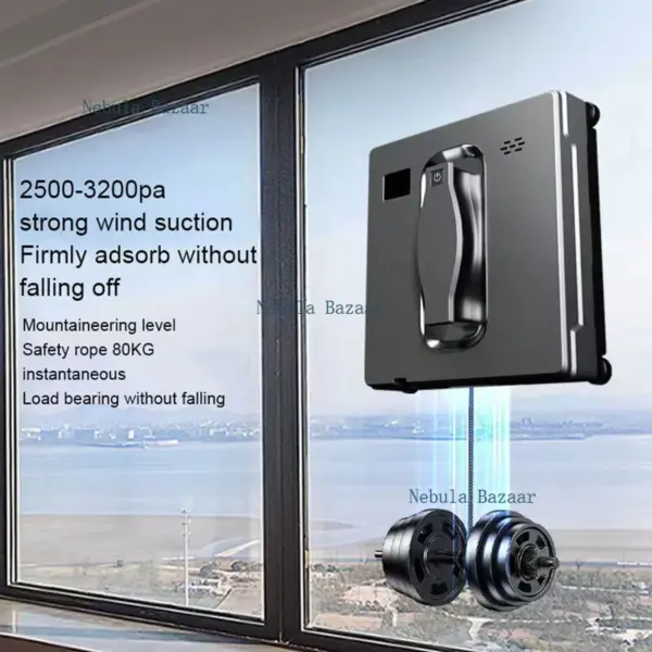 Robot Window cleaner,Dual Water Spray,Smart Memory,High Vacuum Suction, Laser Sensor, Home Wall Glass Cleaning Robot
