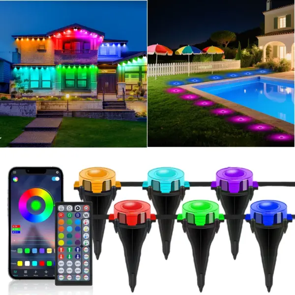 15m 30m 45m 60m RGBCCT Led Lawn Lamp With Remote Bluetooth App Control 24V IP67 Music Sync Outdoor Landscape Underground Lights