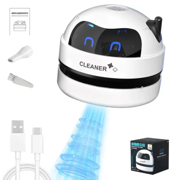 Desktop Vacuum Cleaner with Nozzle & Cleaning Brush USB Charging Mini Desk Dust Vaccum Cleaner Good Gift For Kid Student Ofiice