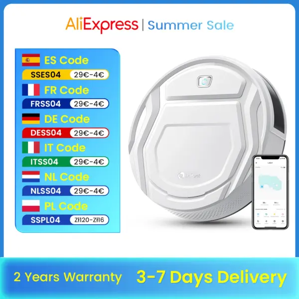 Lefant M210 Robot Vacuum Cleaner,120 Mins Runtime, Automatic Self-Charging,Wi-Fi/App/Alexa Control,smart Home appliance