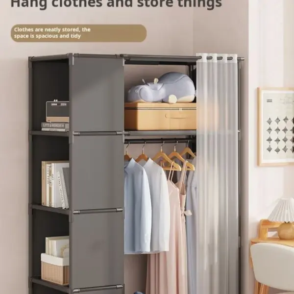 Household Bedroom Closet Rental Room Hanging Closet Organizer Dustproof Closet Storage Cabinet