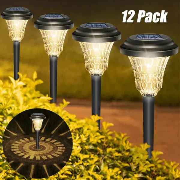 12Pack Solar Light Outdoor Waterproof Auto On/Off Solar Outside LED Lights for Yard Garden Path Walkway Driveway and Lawn