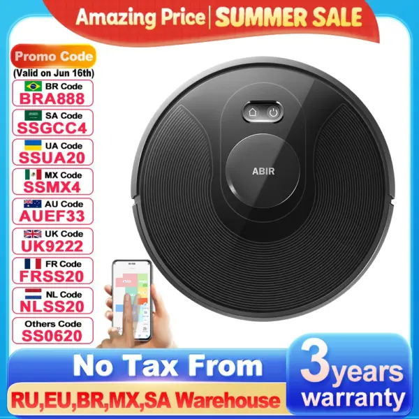 ABIR X8 Robot Vacuum Cleaner ,Laser System, Multiple Floors Maps, Zone Cleaning,Restricted Area Setting for Home Carpet Cleaning