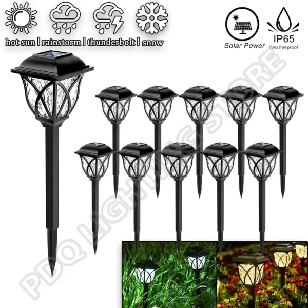 1-10Pack Solar Yard Lights Bright Lawn Lights Outdoor Waterproof Led Solar Pathway Lights Landscape Path Lights