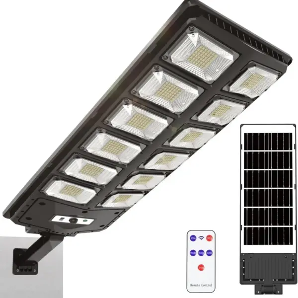 504LED Solar Outdoor Lights Motion Sensor with Remote 3 Lighting Modes Waterproof Solar Street Lamp for Yard Garden Garage Decor