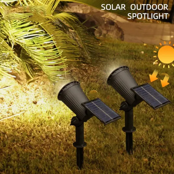 9 LED Solar Spot Lights Outdoor RGB Solar Landscape Lights IP65 Waterproof Brightness Adjustable for Garden Yard Palm Trees