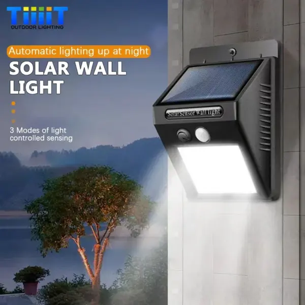 Modern LED Solar Wall Lamp Outdoor PIR Motion Sensors Waterproof Light Courtyard Decoration Lightsporch Garden Fence Path Lights