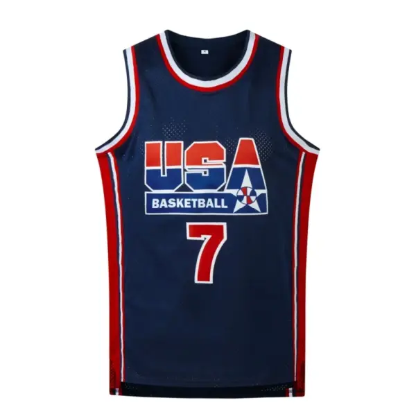 Men's Basketball Jersey Breathable Round Neck Sportswear Sleeveless Boys Training Uniform Team T-shirt New Design Tops USA#7