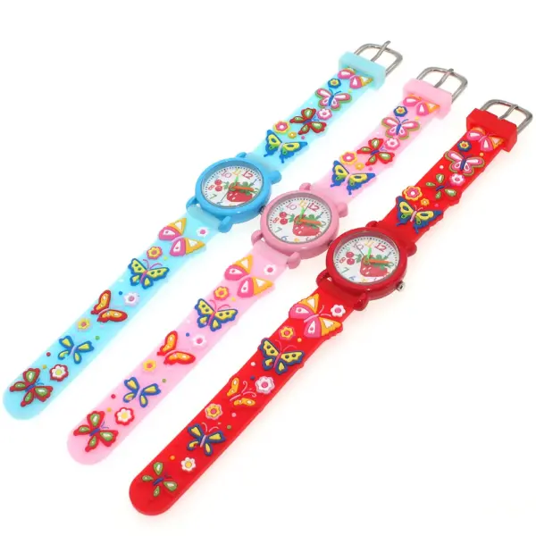 3Pcs Children Watch Colorful Dial Kids 3D Child Boy Girls Silicone Quartz Wristwatch Gifts christmas