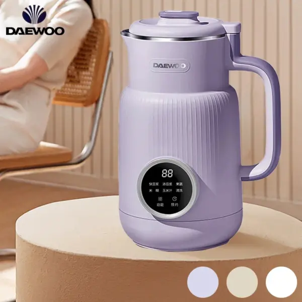 DAEWOO Mini Soymilk Maker 600ML Stainless Steel Food Blender Household Wall-breaking Mixer 12H Reservation 600ml