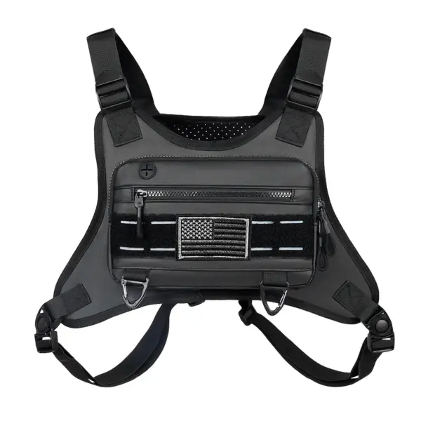 Water Resistant Reflective Chest Bag with Unique Headphone Jack Breathable Sports Front Vest Bag for Running Camping Climbing