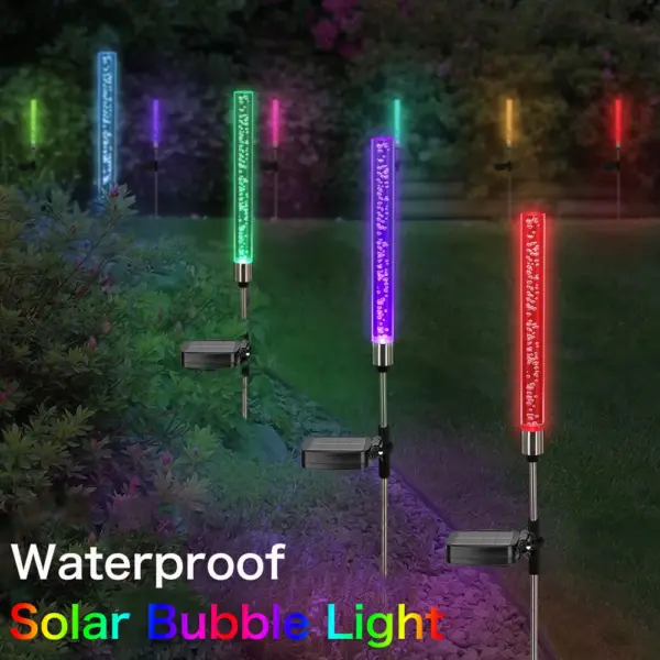 Color Changing Solar Garden Lights Outdoor Waterproof Bubble RGB Light Lawn Pathway Light For Patio Yard Party Christmas Wedding