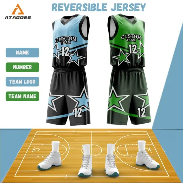 Custom Reversible Basketball Jerseys Breathable Basketball Wear Cheap Basketball Shirts School Team Uniforms For Men'S WO-B840