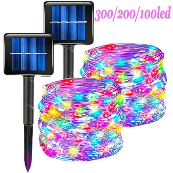 8 Modes LED Solar Light Outdoor Lamp String Lights For Holiday Christmas Party Waterproof Fairy Lights Garden Garland