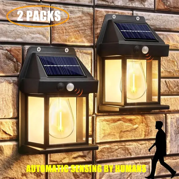 Solar Tungsten Night Lamp Intelligent Motion Sensor Wall Lamp 3 Lighting Modes Waterproof Courtyard Garden Decoration Lantern